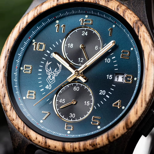 BUCK WATCHES Men's Watches Top Brand Wooden Wristwatch Chronograph Auto Date Luxury Exquisite Watch for Men