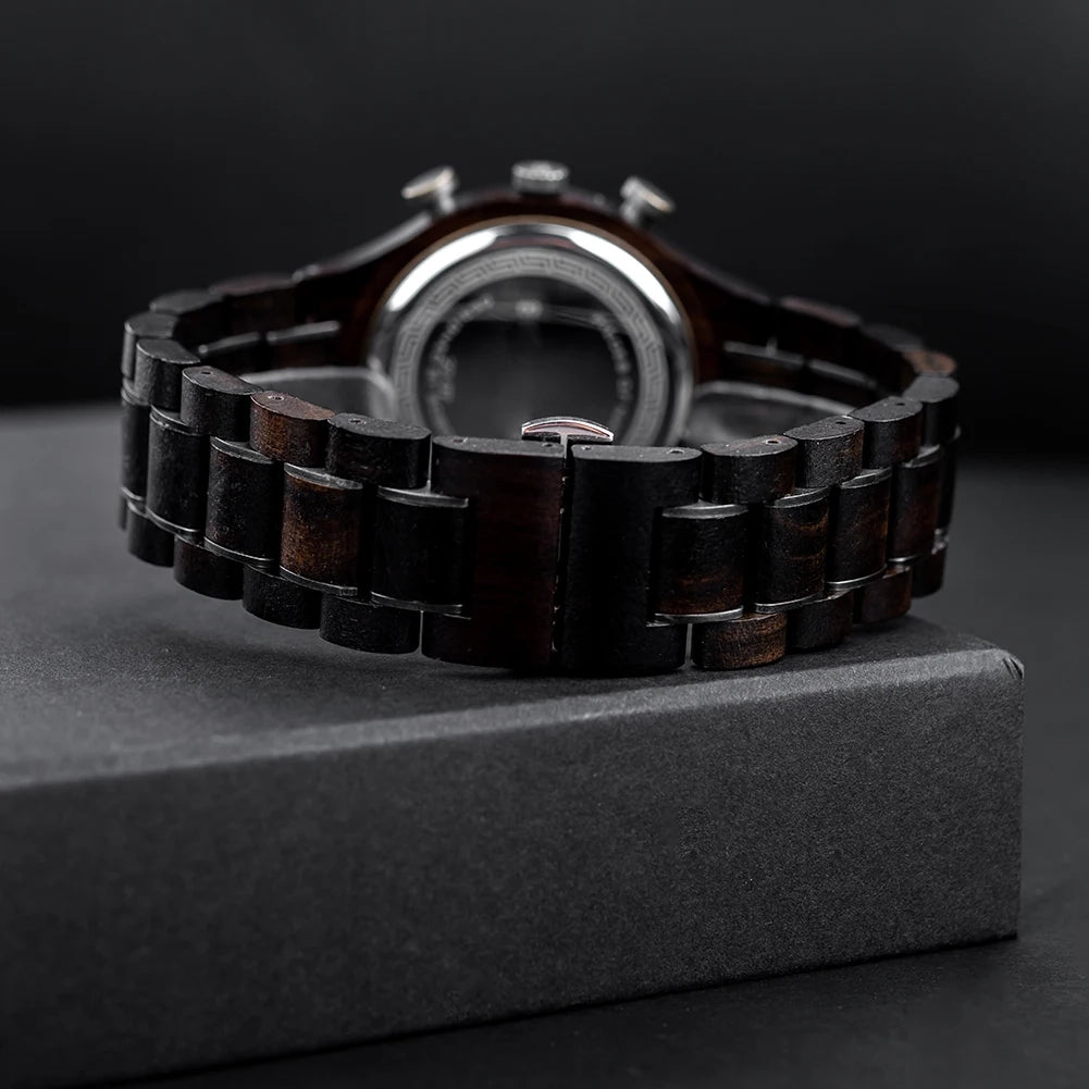 BUCK Luxury Mens Watches Fashion Men Wooden Quartz Wrist Watch for Man Business Casual Multifunctional Chronograph