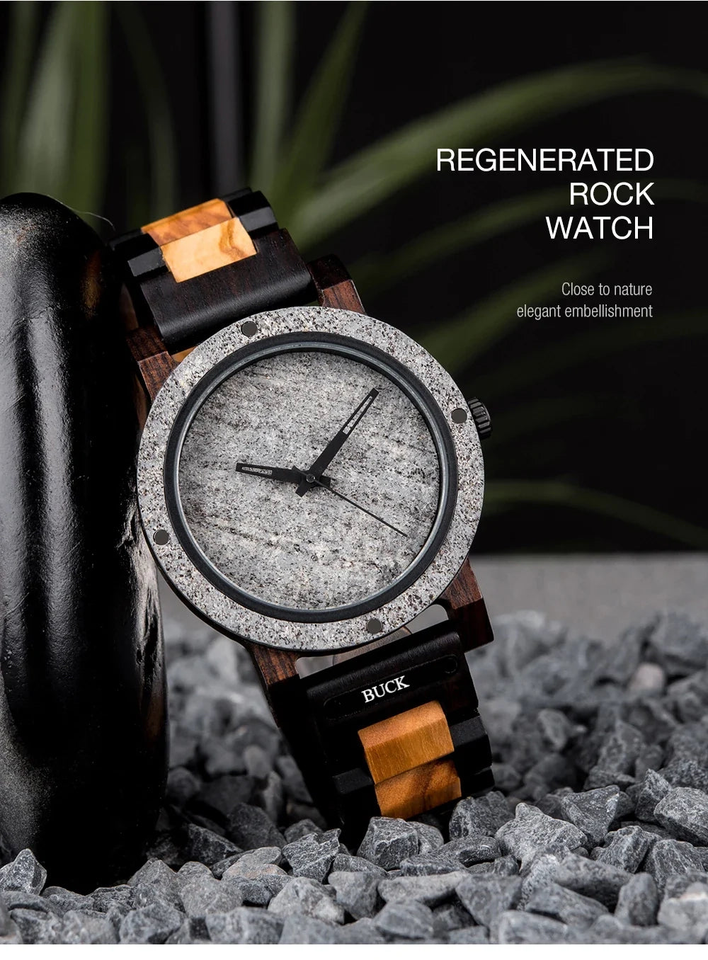 BUCK Stone Watch for Men Relogio Masculino New Men’s Wooden Band Wristwatches
