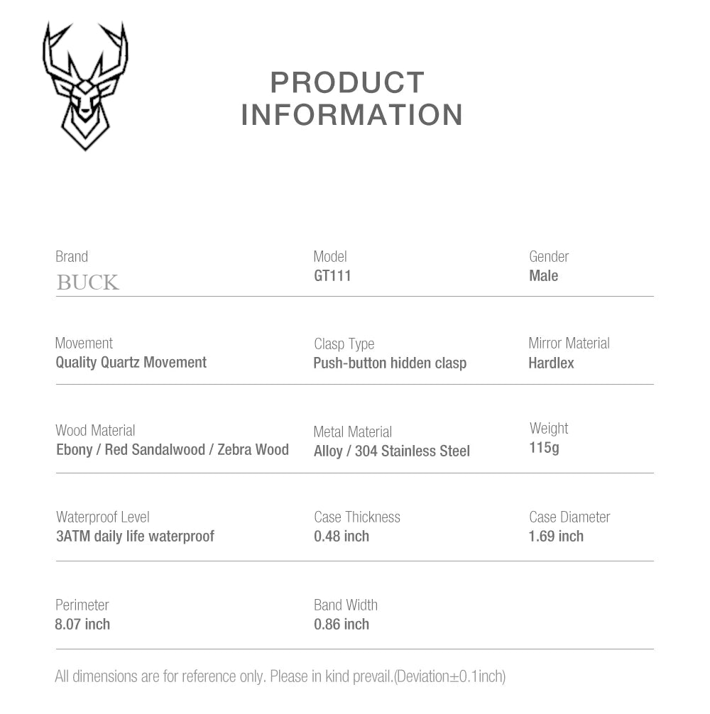 BUCK Watches for Men Dynamic Display of the Sun and Moon Original Luxury Wooden Watch Environmental Design Men Watch