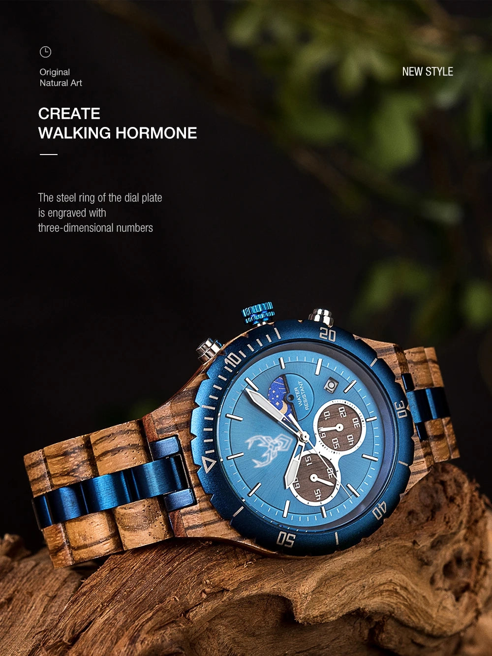 BUCK Watches for Men Dynamic Display of the Sun and Moon Original Luxury Wooden Watch Environmental Design Men Watch