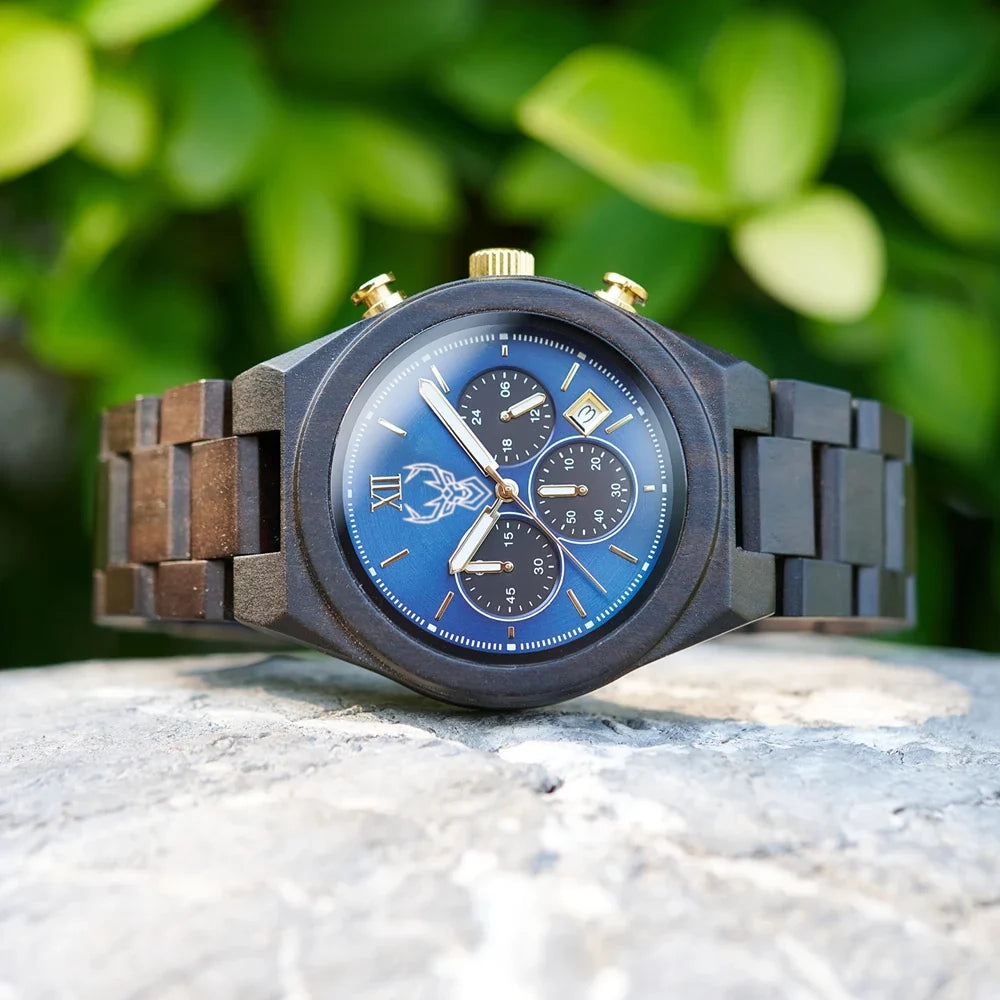 BUCK Fashion Men's Watches Wooden Wristwatch Japanese Quartz Movement 2025 New Clock