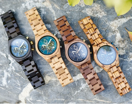 BUCK Fashion Men's Watches Wooden Wristwatch Japanese Quartz Movement 2025 New Clock