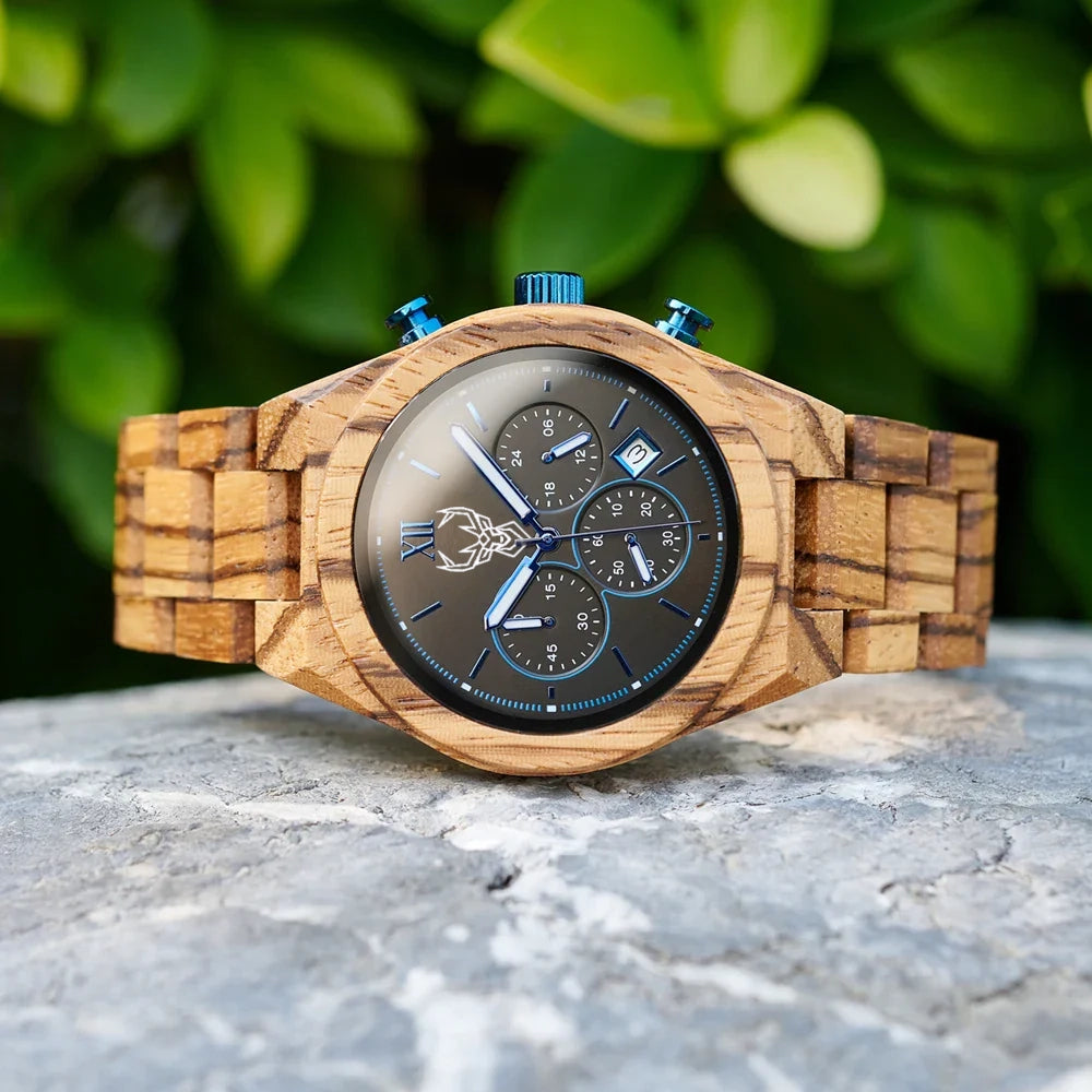 BUCK Fashion Men's Watches Wooden Wristwatch Japanese Quartz Movement 2025 New Clock