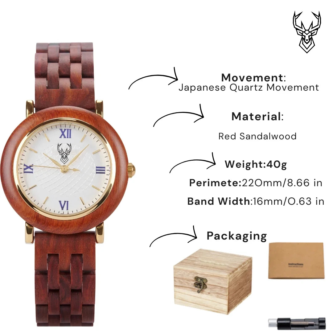 BUCK Women's Wooden Watch 2025 New Elegant Quartz Wristwatch for Ladies and Girl Natural Wood Timepiece Gift for Girlfriend