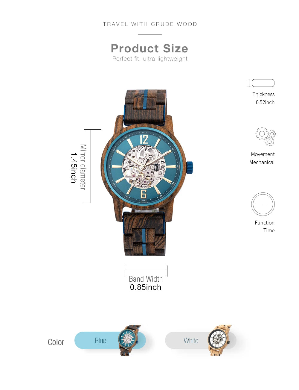 BUCK New Mechanical Watches for Men Real Wood Luxury Skeleton Automatic Watch  Man Gift for Xmas relojes mecánicos