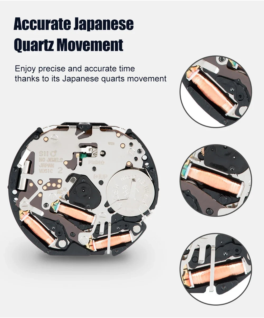 Relogio Masculino BUCK Wooden Men Watch 43 mm Top Luxury Brand Japanese Movement VD51 Quartz Watches