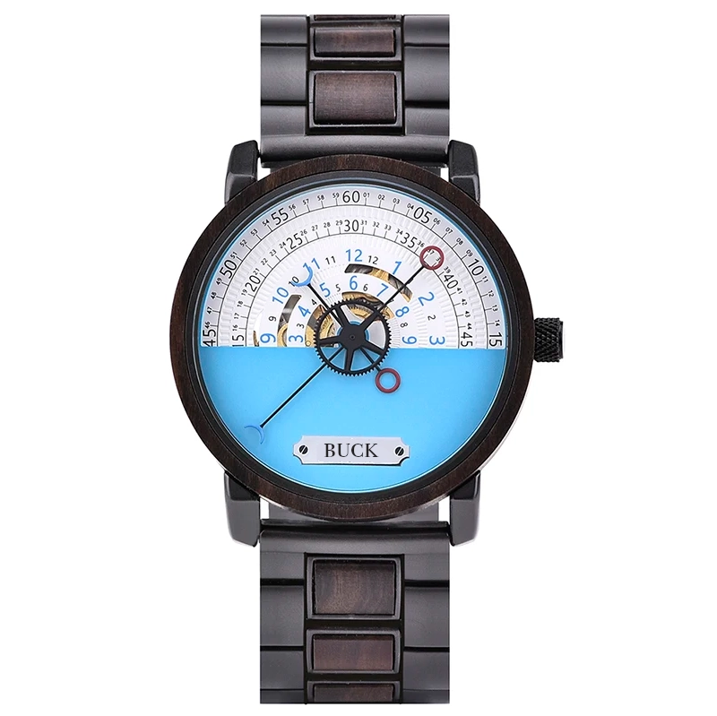 BUCK WATCHES New Top Automatic Mechanical Watch Wooden Creative Wristwatch Cool Gifts Box reloj hombre