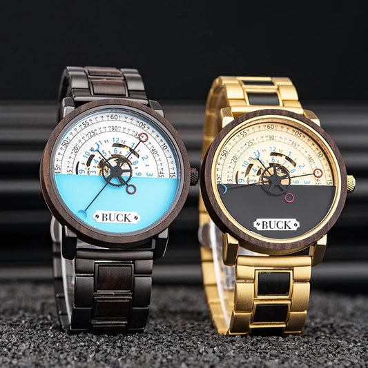 BUCK WATCHES New Top Automatic Mechanical Watch Wooden Creative Wristwatch Cool Gifts Box reloj hombre