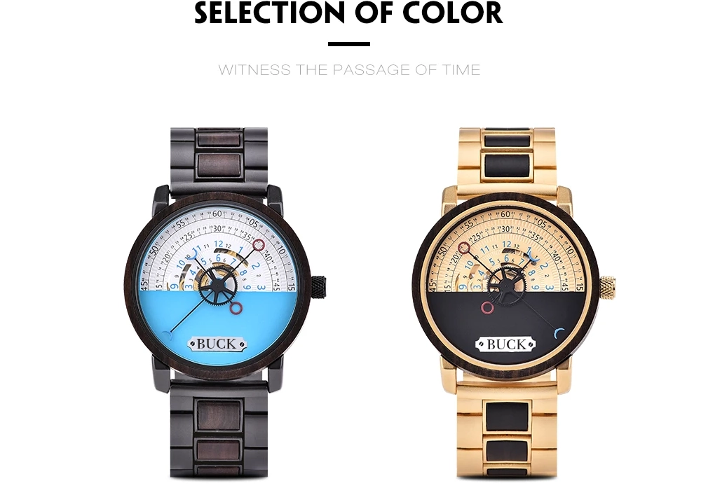 BUCK WATCHES New Top Automatic Mechanical Watch Wooden Creative Wristwatch Cool Gifts Box reloj hombre