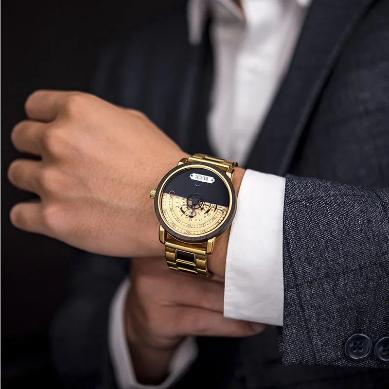 BUCK WATCHES New Top Automatic Mechanical Watch Wooden Creative Wristwatch Cool Gifts Box reloj hombre
