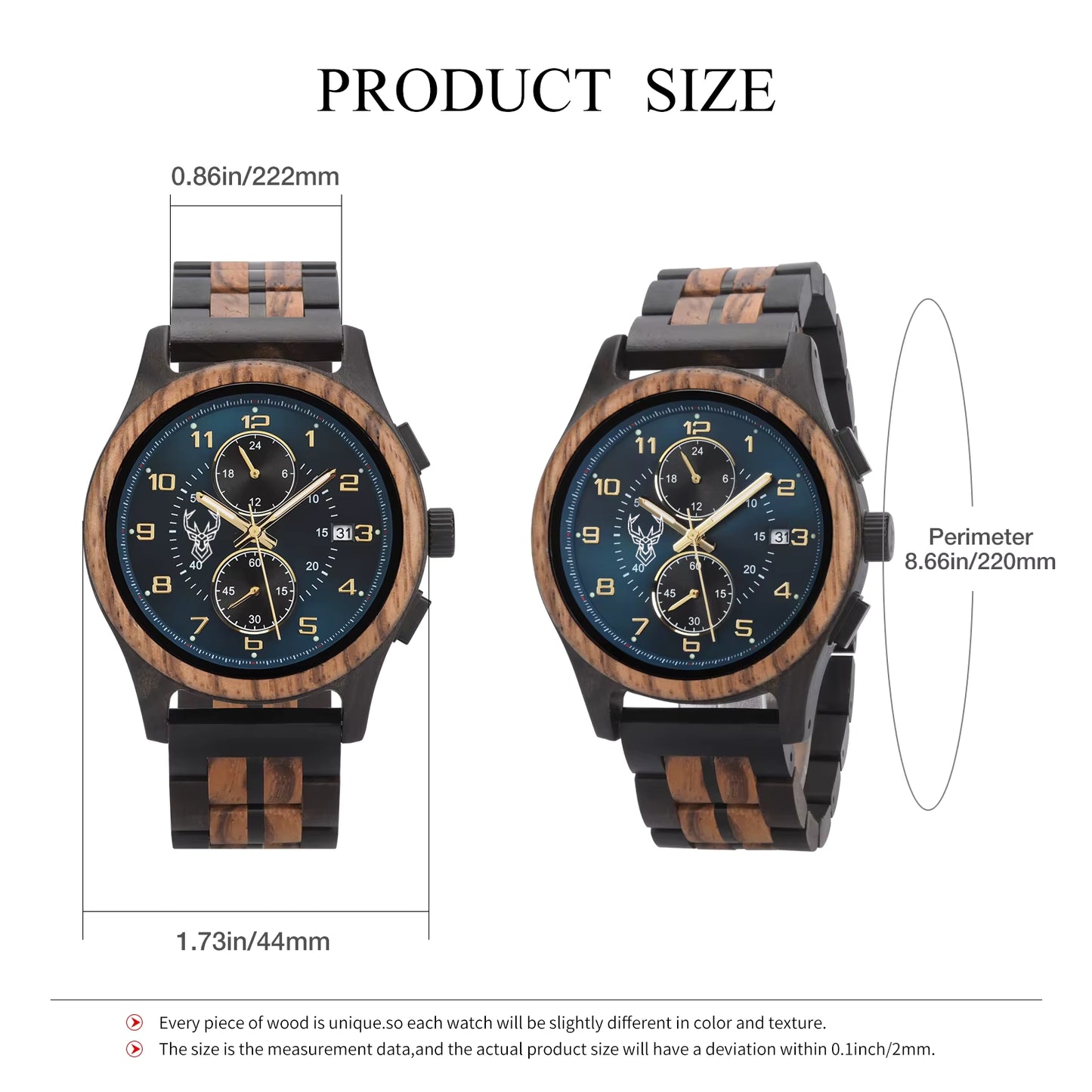 BUCK WATCHES Men's Watches Top Brand Wooden Wristwatch Chronograph Auto Date Luxury Exquisite Watch for Men