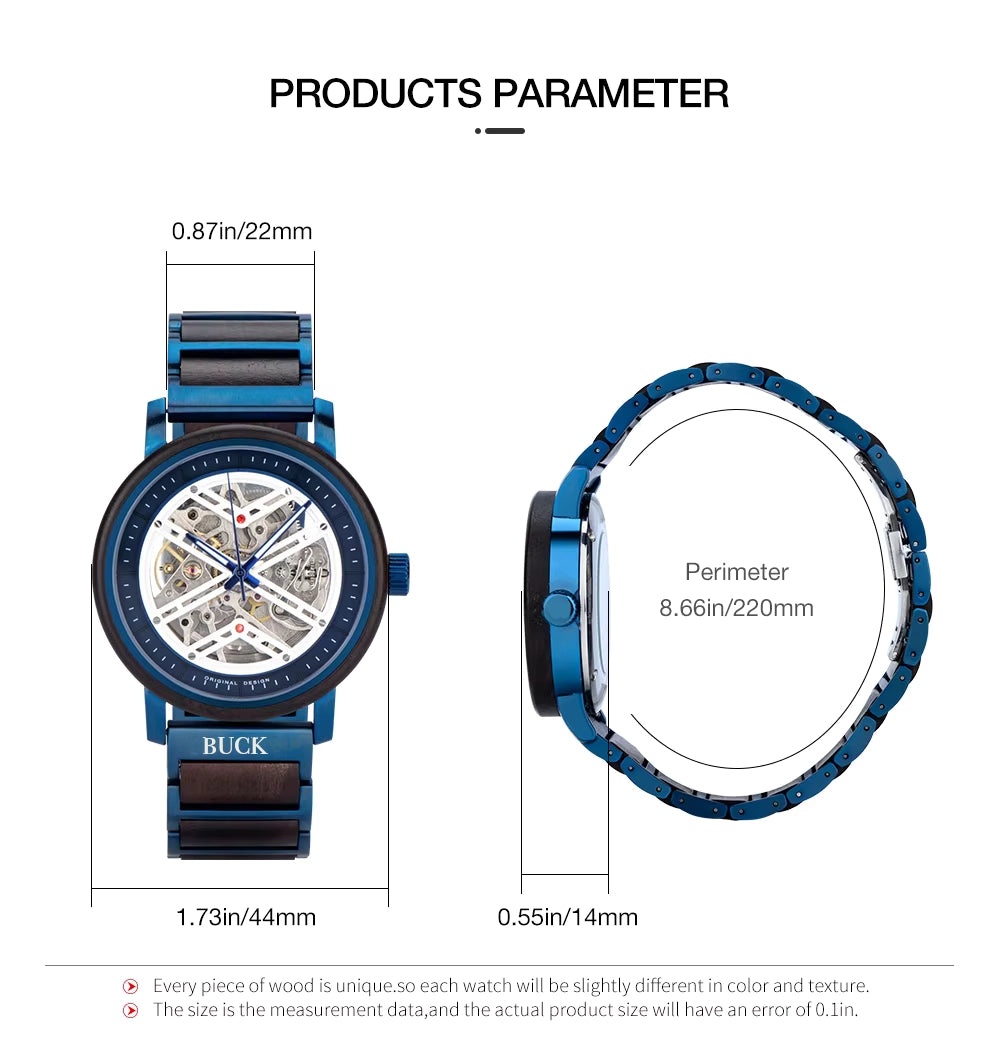 BUCK WATCHES X Series Men's Automatic Watches Original Luxury Self-wind Mechanical Watch